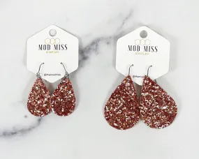 Leather Canvas Teardrop Earring Glitter Rose Gold