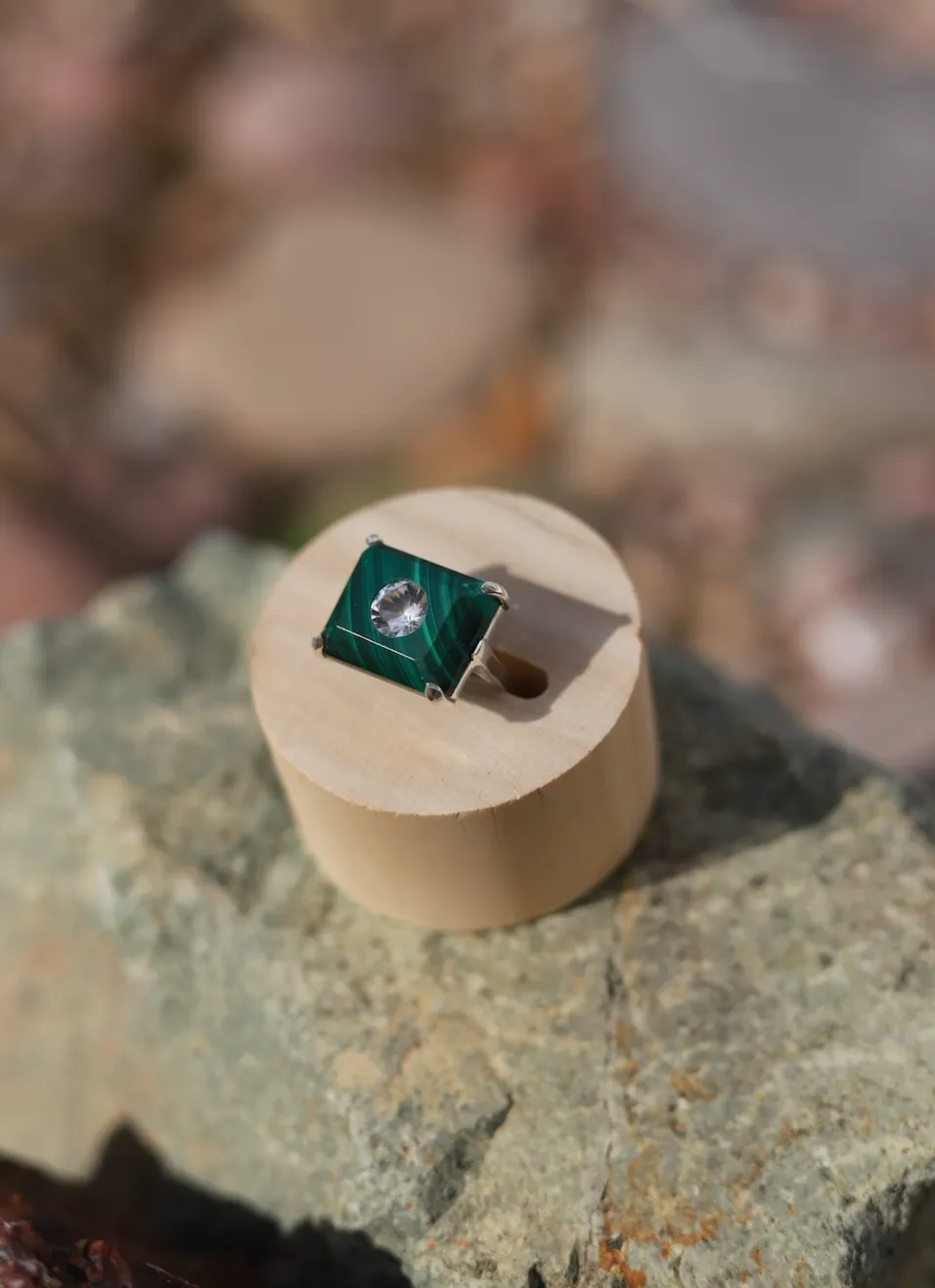 Malachite & Herkimer Earnest Ring