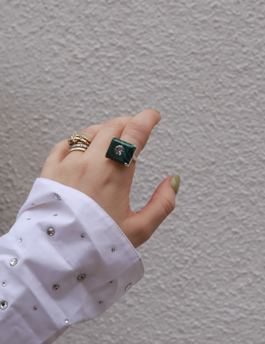 Malachite & Herkimer Earnest Ring