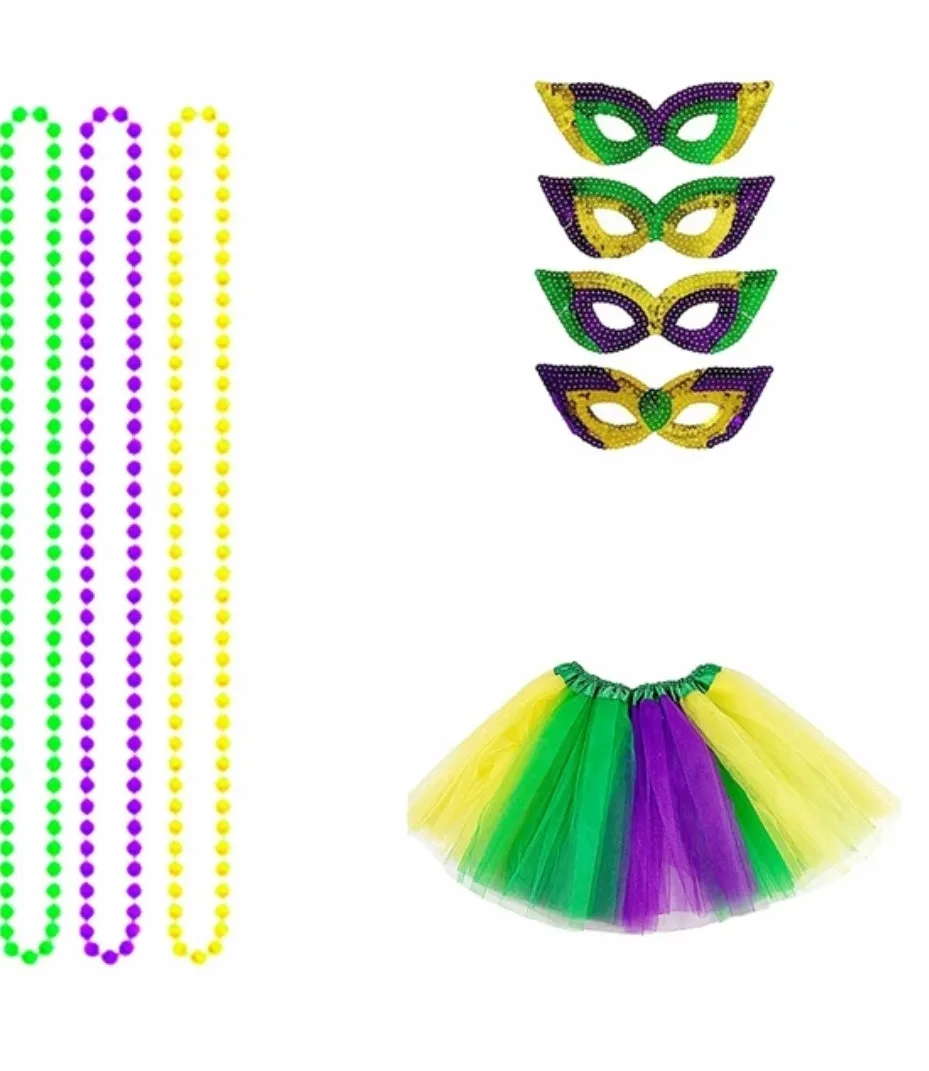 Mardi gras maskarade and tulla set