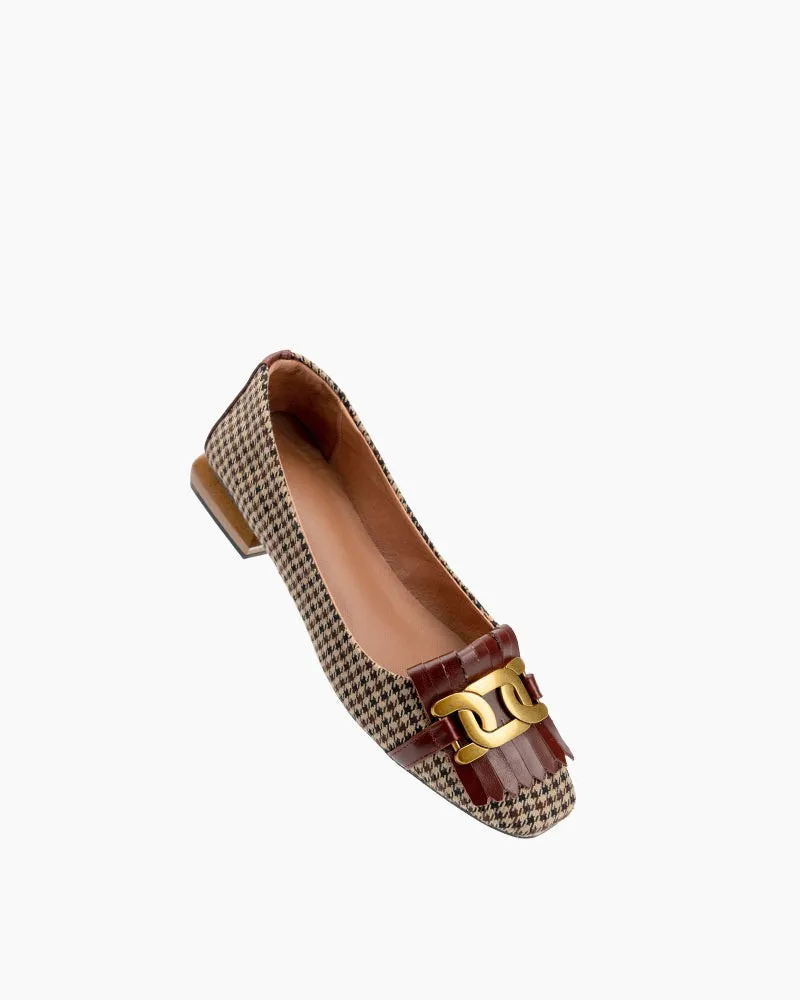 Metal Decor Fringe Design Loafers