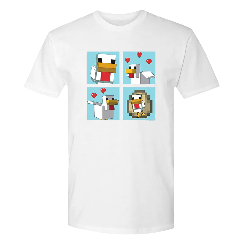 Minecraft Blue Chicken Family Adult Short Sleeve T-Shirt