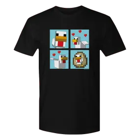 Minecraft Blue Chicken Family Adult Short Sleeve T-Shirt