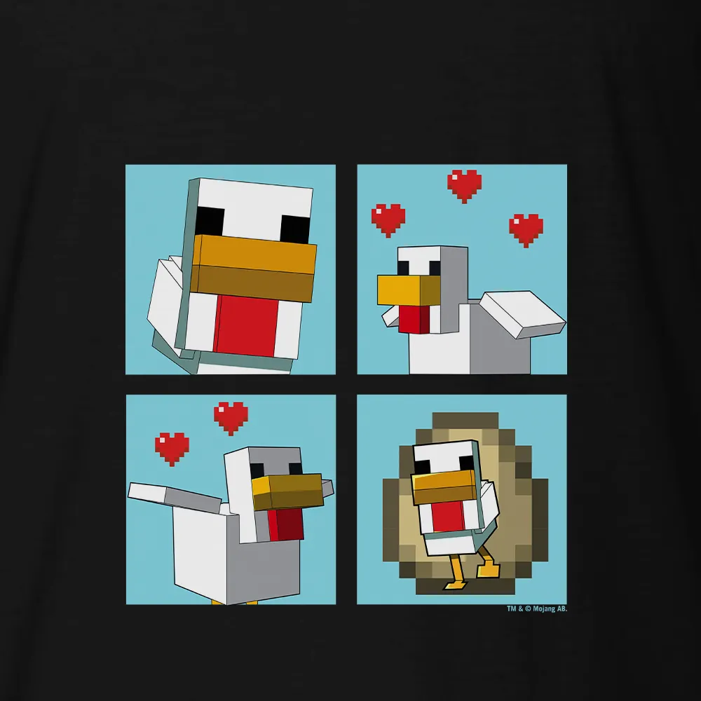 Minecraft Blue Chicken Family Adult Short Sleeve T-Shirt