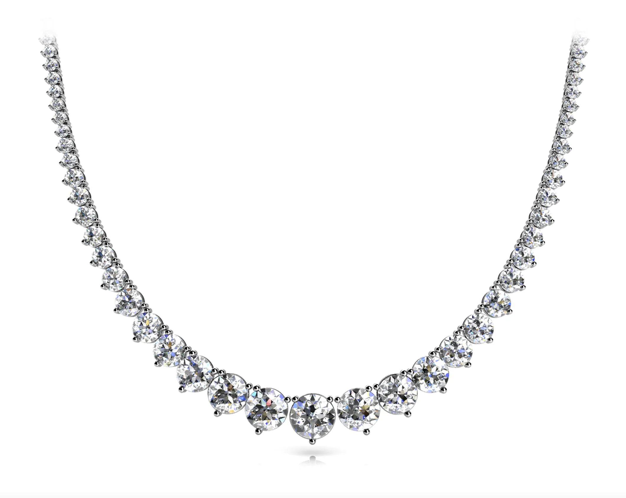 MIST 25 Carat Diamond Rivera Graduated Necklace in 18K Yellow Gold 3 prong set  F Color VS1 Clarity BY MIKE NEKTA