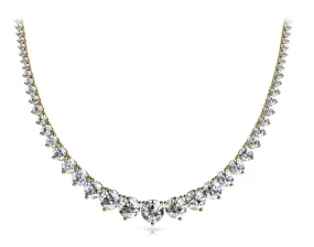 MIST 25 Carat Diamond Rivera Graduated Necklace in 18K Yellow Gold 3 prong set  F Color VS1 Clarity BY MIKE NEKTA