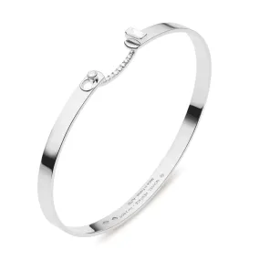 NOUVEL HERITAGE 18K WHITE GOLD 4MM DINNER DATE MOOD BANGLE BRACELET 0.21CTW