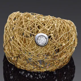 Orlando Orlandini 18K Yellow Gold Diamond Mesh Ring   Box Size 6