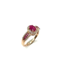 Oval Ruby W/ Diamond Trim Ring