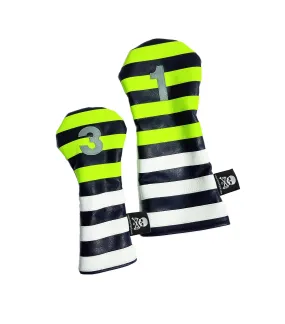 Pair of Neon Yellow Rugby Stripe Headcovers