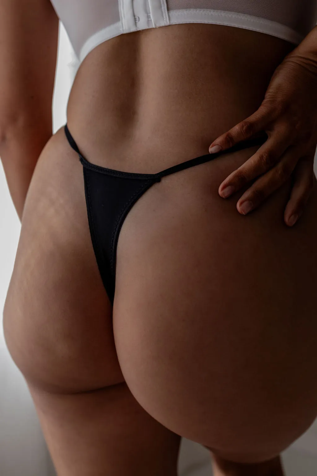 Peony Black Thong