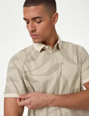 Pure Cotton Leaf Print Polo Shirt