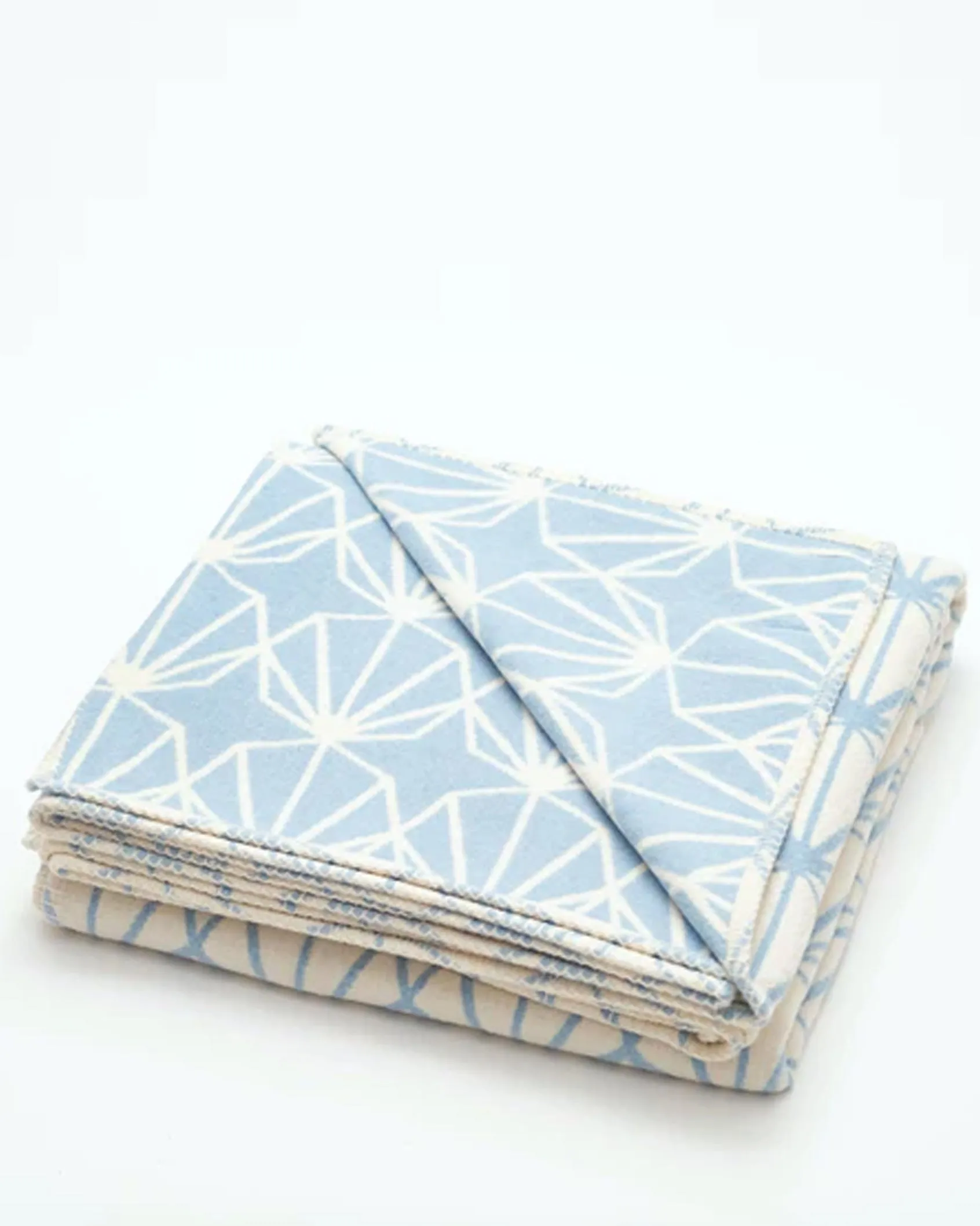 Recycled Cotton Powder Blue Geo Design Blanket