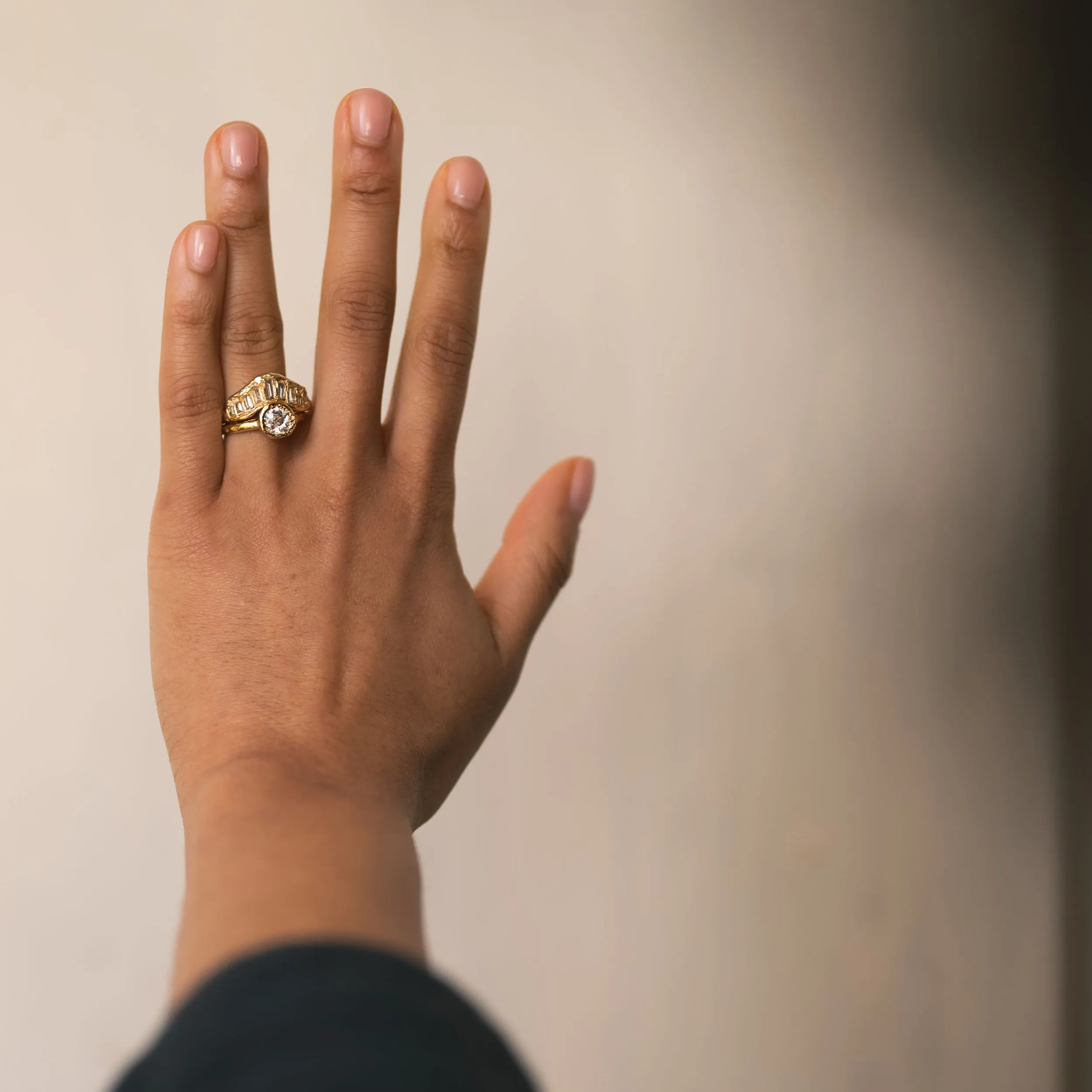 Soft White Diamond V Shape Scatter Ring