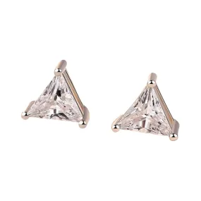 Sterling Silver Triangle Diamond Earrings