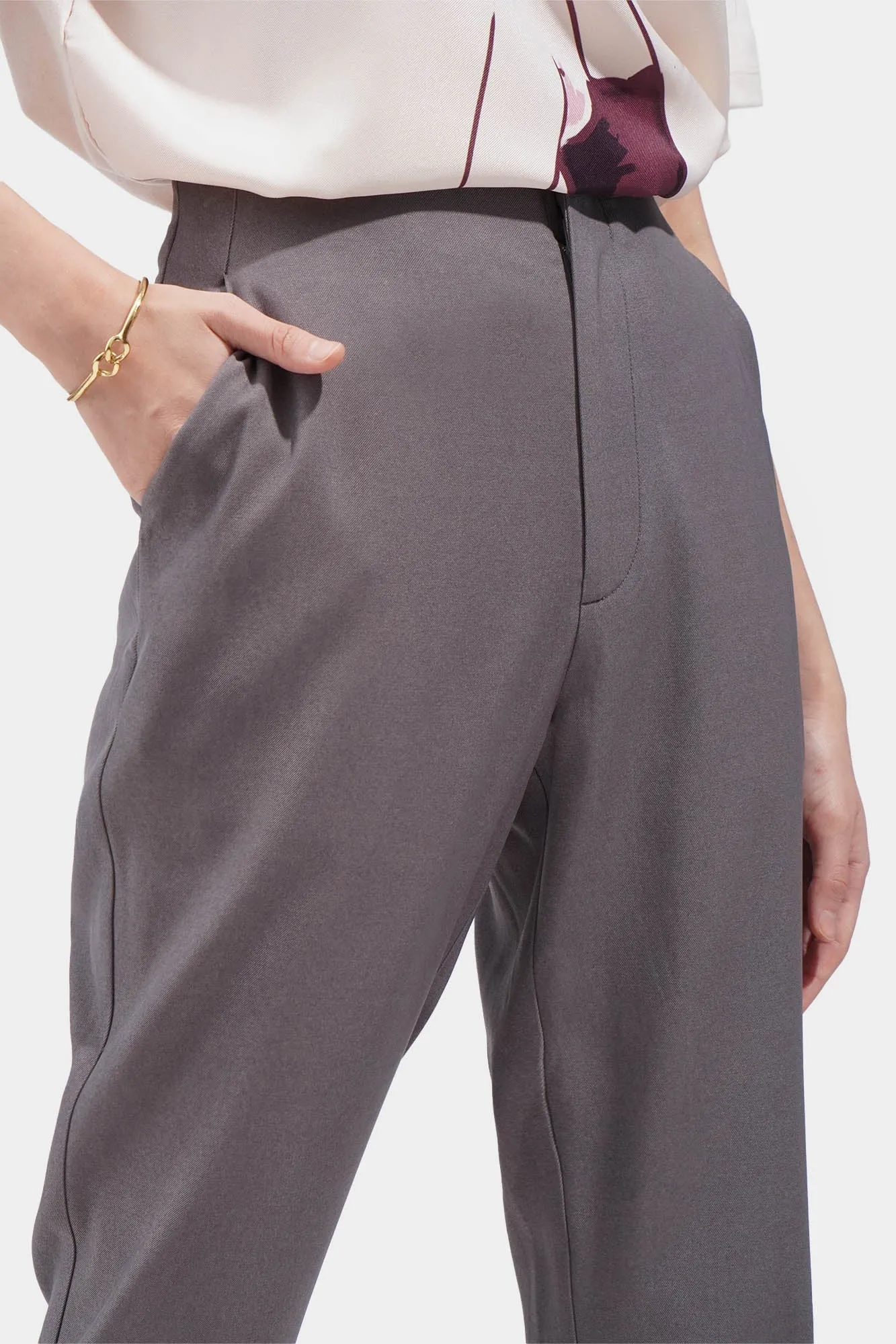 Tapered Structured Trousers