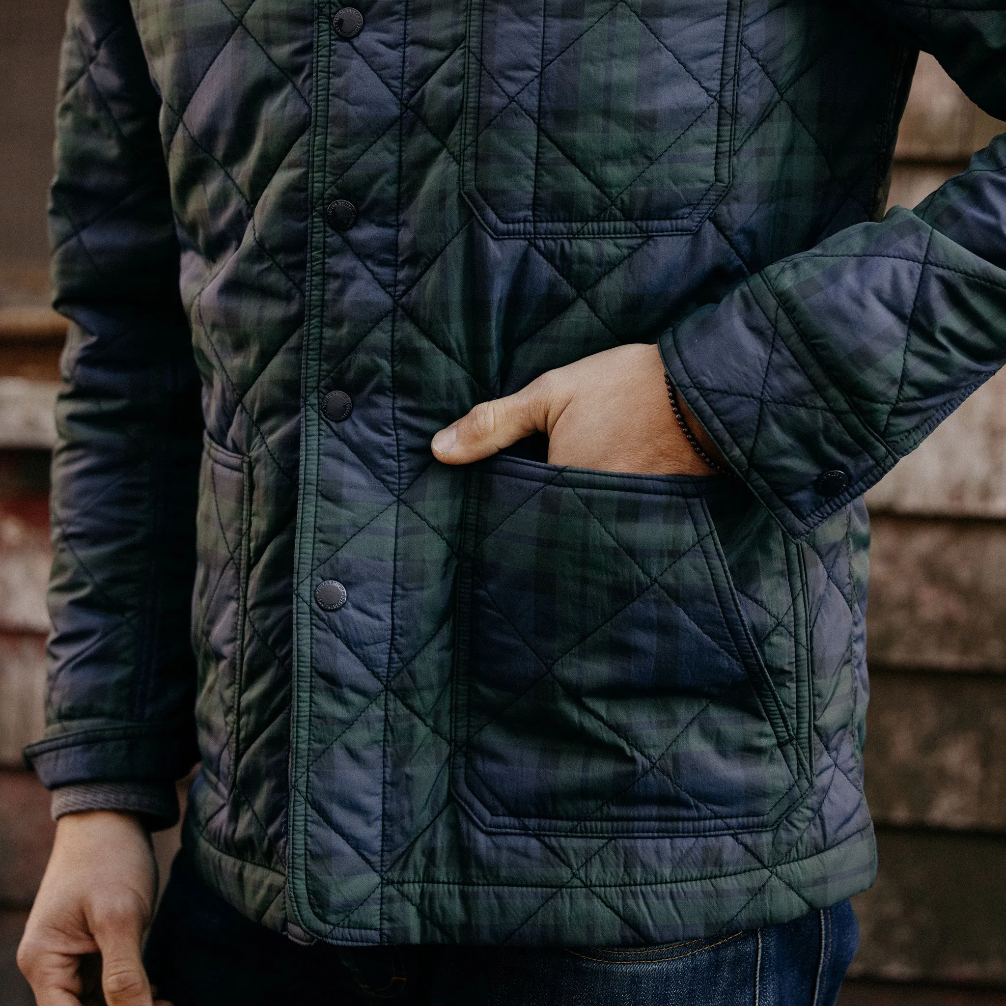 The Ojai Jacket in Blackwatch Plaid Diamond Quilt