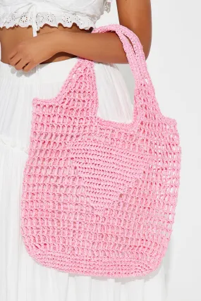 Triangle Crochet Tote Handbag - Pink