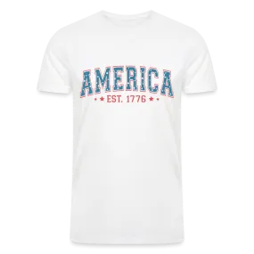 Vintage Americana: Tri-Blend Organic 4th of July Shirt with 'America' Est. 1776