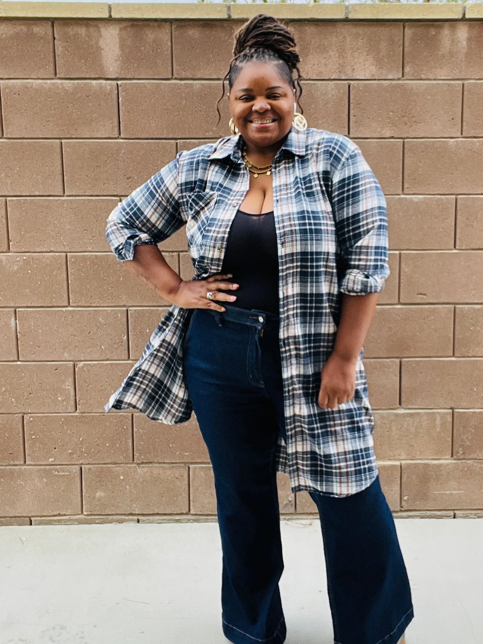 Women’s Plus Size Plaid Duster/Dress