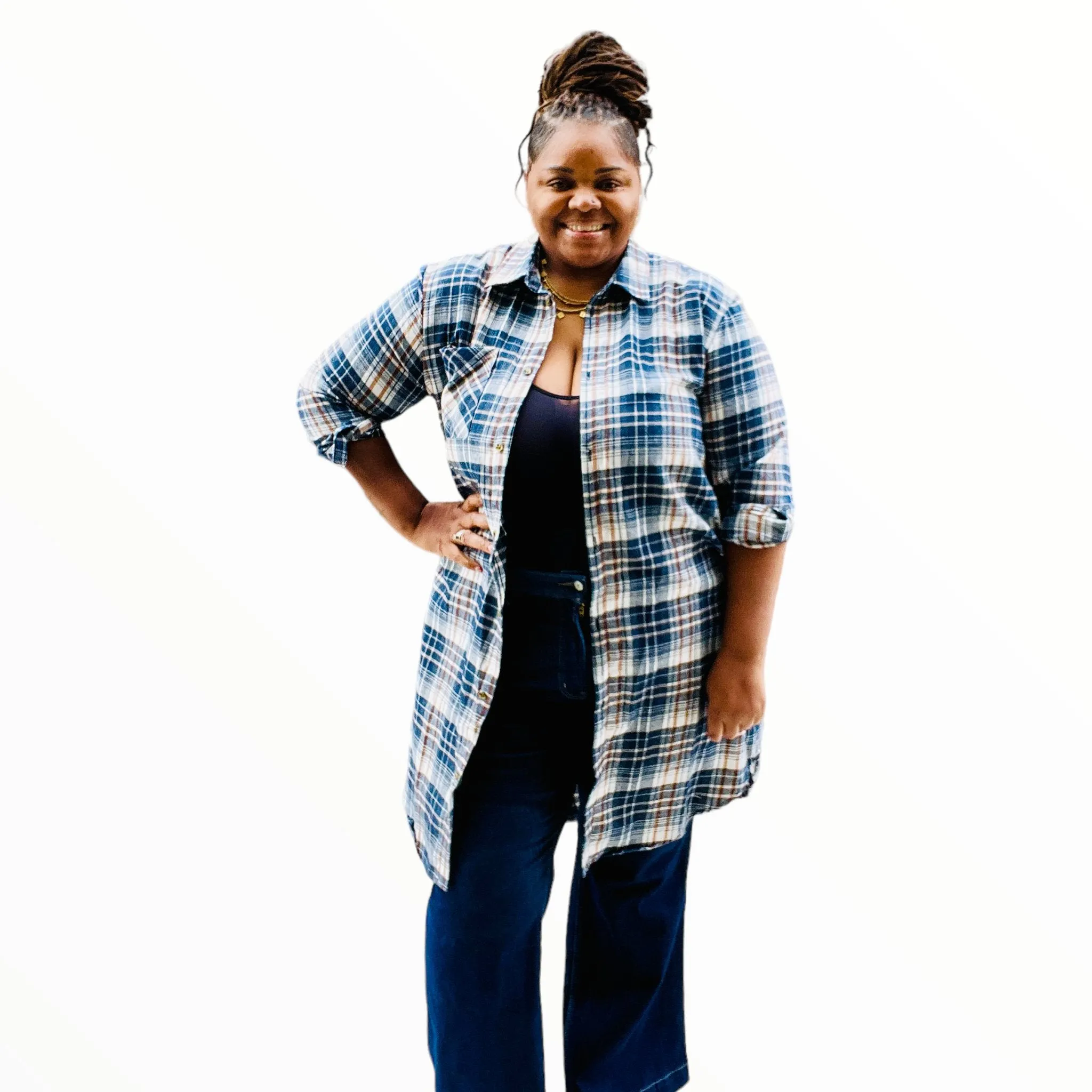 Women’s Plus Size Plaid Duster/Dress