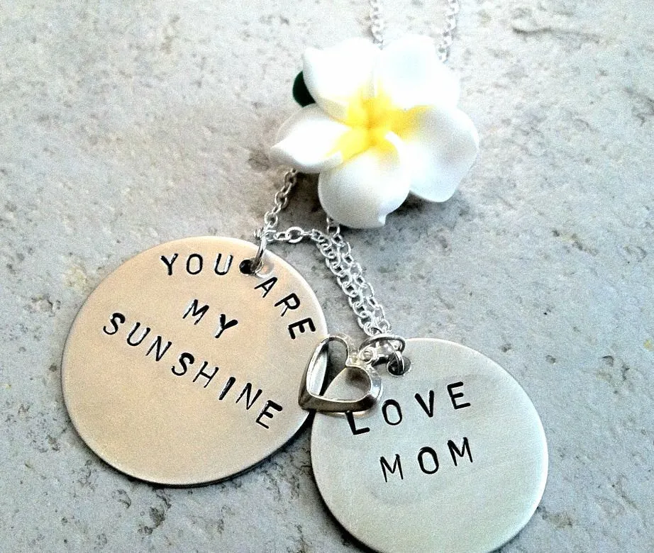 you are my sunshine, Valentine Gifts,mother daughter jewelry, mother daughter necklace, mothers day gifts, gifts for mom