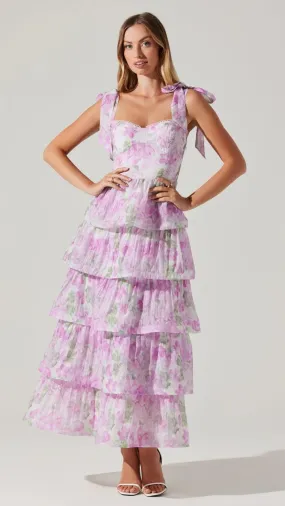 ZIRCONIA TIERED DRESS - Lavender Floral